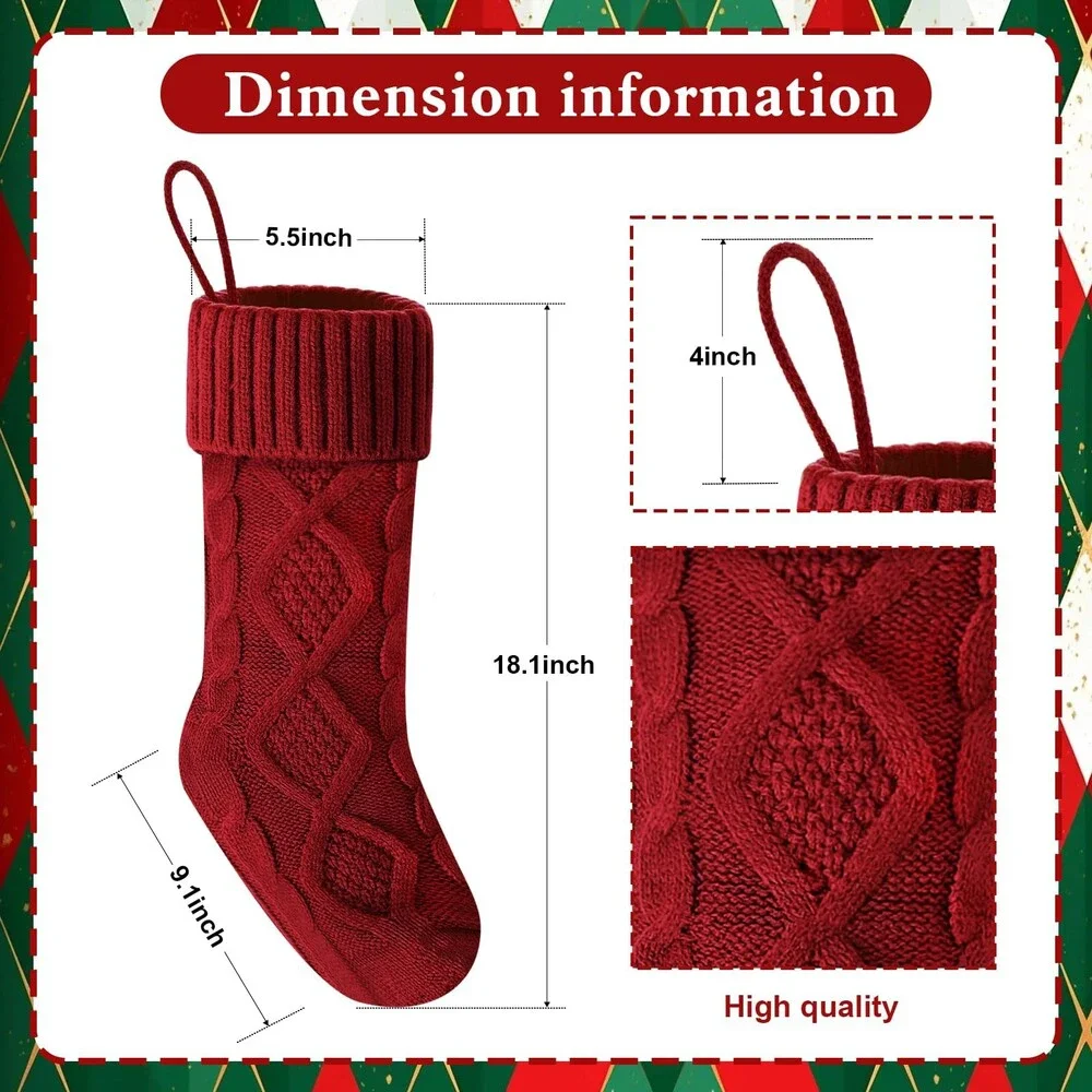 Doitory Christmas Stockings 18 InchesLong Knitted Socks Decoration Holiday 6PCS